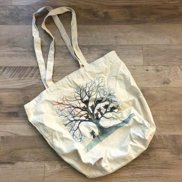 Illustrated Cat Tree Book Bag Tote Trick-or-Treat Bag - Picture 4 of 4